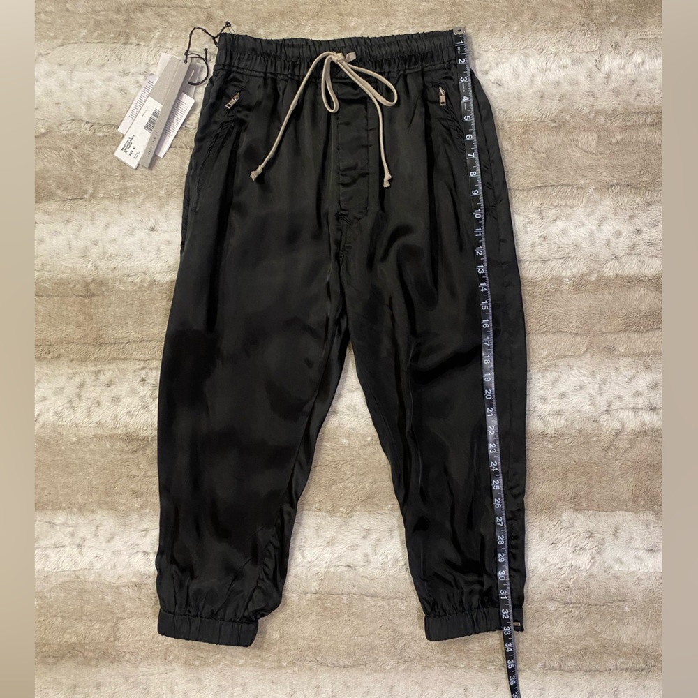 NWT💕Rick Owens Drawstring Cupro Crop Track Pants in Black Size 4 - Picture 10 of 16
